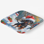 デシュント走の雪とクリスマスハット ペーパープレート (傾斜あり)