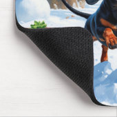 デシュント走の雪とクリスマスハット マウスパッド (コーナー)