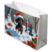 デシュント走の雪とクリスマスハット ラージペーパーバッグ (裏面アングル)