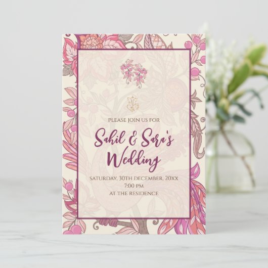 デシ ウェディング カード インドの結婚式の招待状 (スタンド正面)