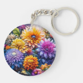 デジかわいらしカラフルタルAIアートの花 キーホルダー (裏面)