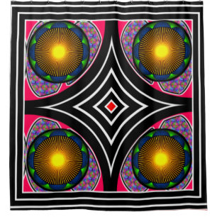 デジカラフルタルデザインシャワーカーテン鮮やか- & シャワーカーテン