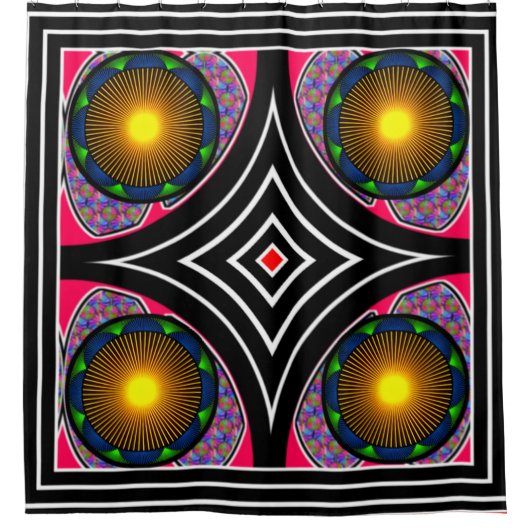 デジカラフルタルデザインシャワーカーテン鮮やか- & シャワーカーテン (正面)