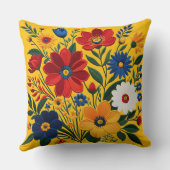 デジカラフルタル刺繍フローラアートのキャンバス クッション (裏面)