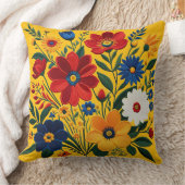 デジカラフルタル刺繍フローラアートのキャンバス クッション (ブランケット)