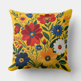 デジカラフルタル刺繍フローラアートのキャンバス クッション