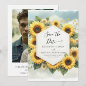 デジタお洒落ルひまわり結婚の セーブザデート (正面/裏面)