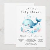 デジタお洒落ル鯨赤ちゃんシャワー 招待状 (正面/裏面)