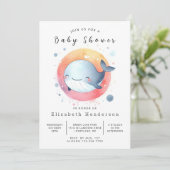 デジタお洒落ル鯨赤ちゃんシャワー 招待状 (スタンド正面)