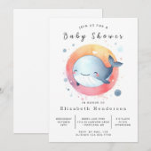 デジタお洒落ル鯨赤ちゃんシャワー 招待状 (正面/裏面)