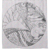 デジタはっきりしたル背景のペンとインクのビネット シャワーカーテン (正面)