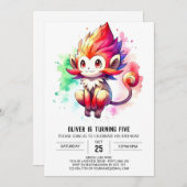 デジタよくはしゃぐルモンキー誕生日 招待状 (正面/裏面)