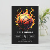 デジタエレガントルオレンジバスケットボール誕生日 招待状 (スタンド正面)