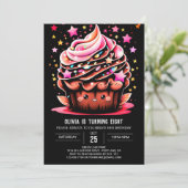 デジタエレガントルカップケーキガール誕生日 招待状 (スタンド正面)