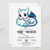 デジタエレガントルモダン・ドラゴンの赤ちゃんシャワー 招待状 (正面/裏面)