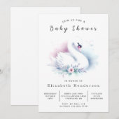 デジタエレガントル白鳥ベビーシャワー 招待状 (正面/裏面)