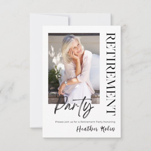 デジタエレガントル2フォト退職パーティーカード 招待状 (正面)