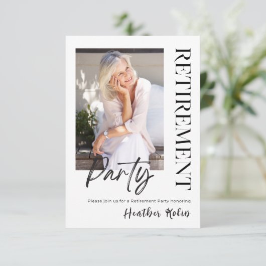 デジタエレガントル2フォト退職パーティーカード 招待状 (スタンド正面)