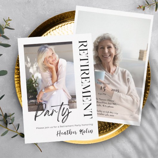 デジタエレガントル2フォト退職パーティーカード 招待状