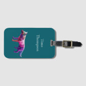 デジタカスタムルモダンジオメトリックウルフブルー ラゲッジタグ (正面横)