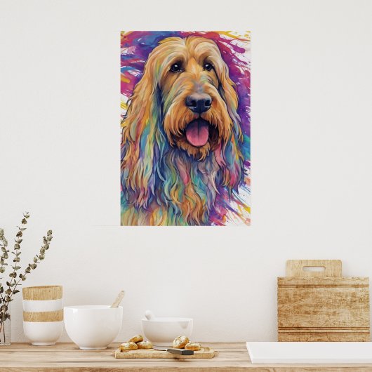 デジタカラフルルアートポートレートかわいい犬のオタハウンド ポスター (キッチン)