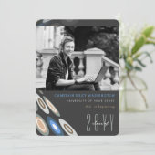 デジタスタイリッシュルバタフライ写真卒業パーティー 招待状 (スタンド正面)