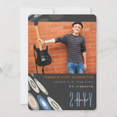 デジタスタイリッシュルバタフライ卒業写真パーティー 招待状 (正面)