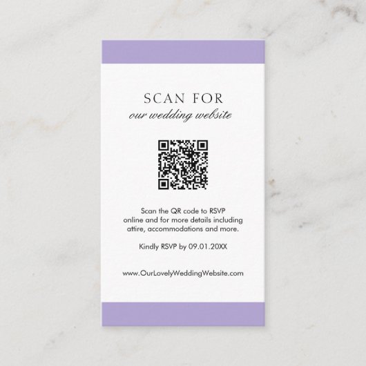 デジタミニマルルラベモダンンダーQRコー結婚ド エンクロージャーカード (正面)