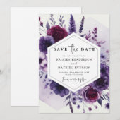 デジタミニマルル紫フローラ結婚の セーブザデート (正面/裏面)