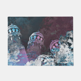 デジタモダンルグラフィックアートピンクタワーズデザイン ドアマット