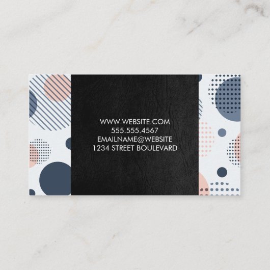 デジタモダンル幾何学 |ブラックレザー 名刺 (裏面)