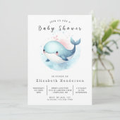 デジタモダンル鯨赤ちゃんシャワー 招待状 (スタンド正面)