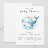 デジタモダンル鯨赤ちゃんシャワー 招待状 (正面/裏面)