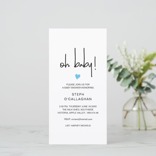 デジタモダンルOH男の赤ちゃんシャワー携帯電話Vite 案内状 (スタンド正面)