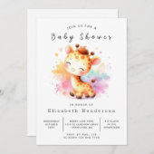 デジタユニークルキリン赤ちゃんシャワー 招待状 (正面/裏面)