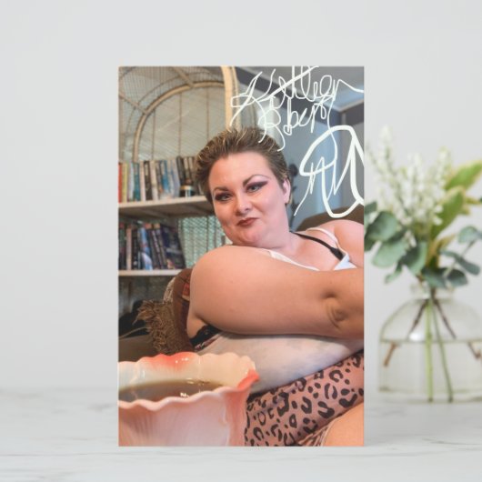 デジタルでサインされた私の写真を紙シートに (スタンド正面)