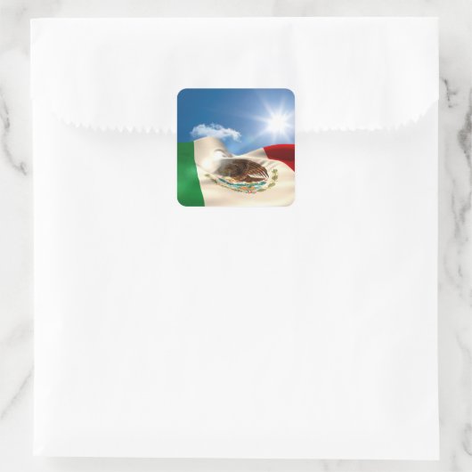 デジタルで生成されたメキシコ国旗の波紋 スクエアシール (バッグ)