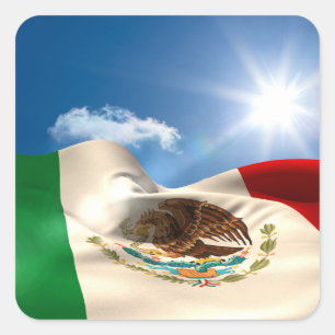 デジタルで生成されたメキシコ国旗の波紋 スクエアシール