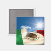 デジタルで生成されたメキシコ国旗の波紋 マグネット (正面/裏面)