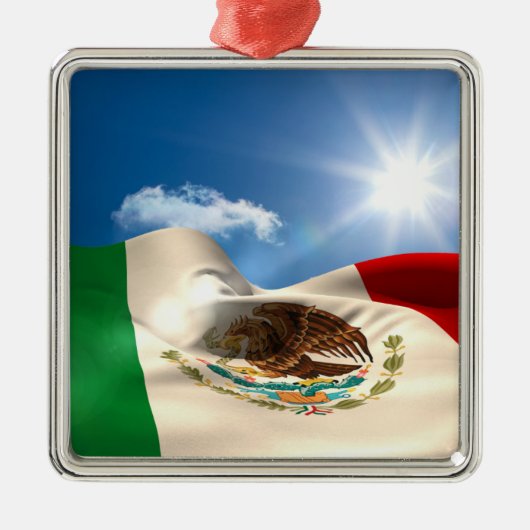 デジタルによって発生させるメキシコの旗の波立つこと メタルオーナメント (正面)