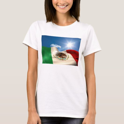 デジタルによって発生させるメキシコの旗の波立つこと Tシャツ (正面)