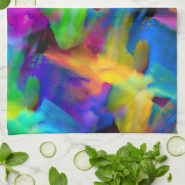 デジタルの非常に色のブラシストロークの汚れ キッチンタオル