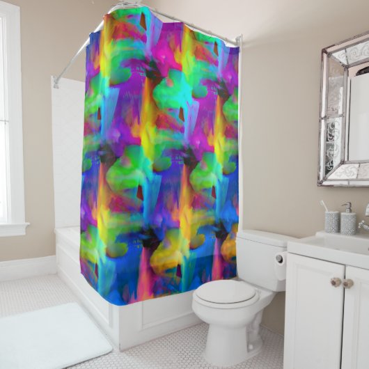 デジタルの非常に色のブラシストロークの汚れ シャワーカーテン (インサイチュ)