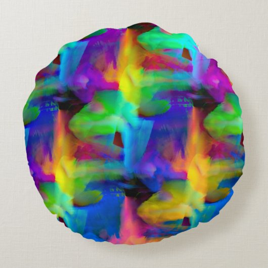 デジタルの非常に色のブラシストロークの汚れ ラウンドクッション (裏面)