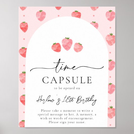 デジタルまたは印刷されたストロベリータイムカプセルのサイン ポスター (正面)