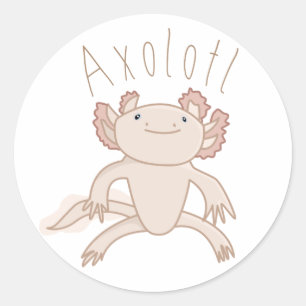 デジタルアクソロテルイラストレーション,かわいい動物 ラウンドシール