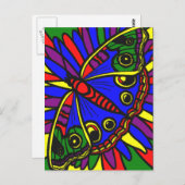 デジタルアートのステンドグラス蝶はがき ポストカード (正面/裏面)