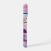 デジタルアートのピンクシーグラスとビーチ iPhoneケース (右側面)