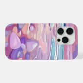デジタルアートのピンクシーグラスとビーチ iPhoneケース (裏面横)