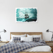 デジタルアートの海洋画: 海を航行する船 キャンバスプリント (インサイチュ (寝室))
